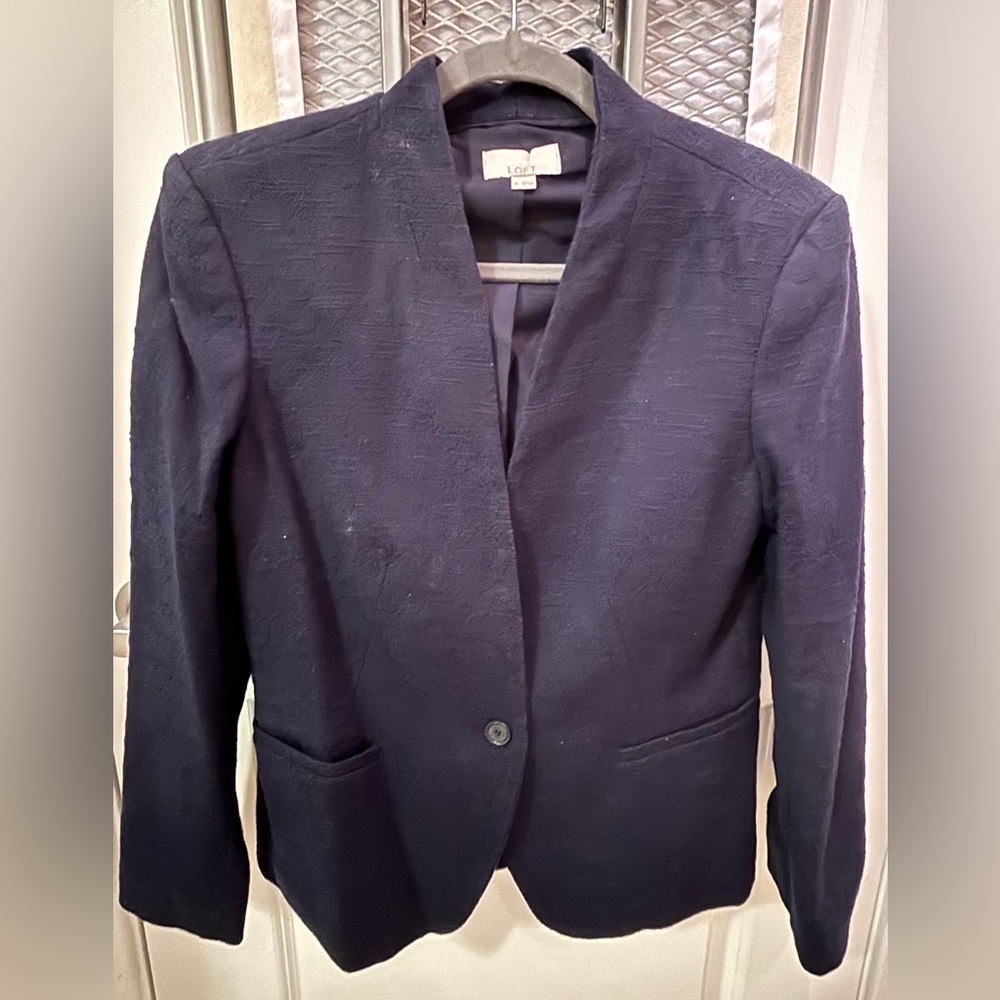 LOFT Navy Textured Blazer